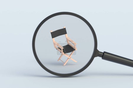 Photo for Director chair magnifying glass. 3d render - Royalty Free Image