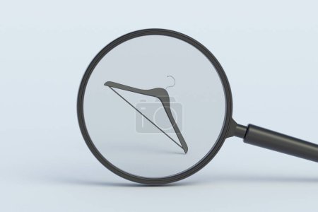 Photo for Cloth hanger behind magnifying glass. 3d render - Royalty Free Image