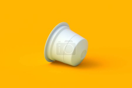Photo for Coffee pod on orange background. Modern decaf capsule for machine. 3d render - Royalty Free Image