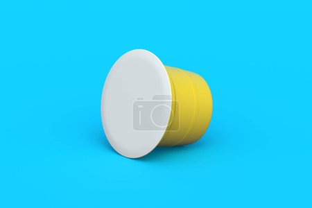 Photo for Coffee capsule on blue background. Modern decaf pod for machine. 3d render - Royalty Free Image