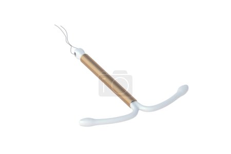 Intrauterine T-shape female birth control isolated on white background. 3d render
