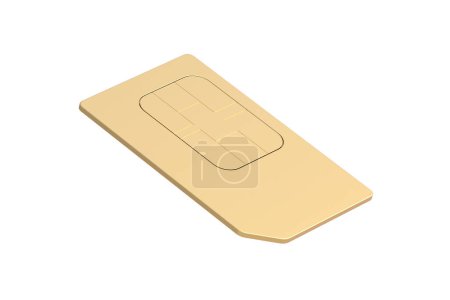 Photo for Golden sim card isolated on white background. 3d render - Royalty Free Image