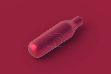 CO2 cartridge of magenta on red background. 3d render