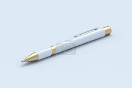 Photo for Pen on gray background. Ink ballpoint. School accessories. Office supplies. Stationery for education. 3d render - Royalty Free Image