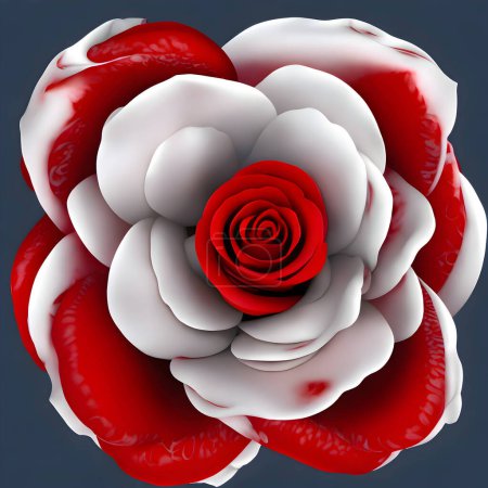 Photo for A high quality closeup shot of red and white rose with stunning looks - Royalty Free Image