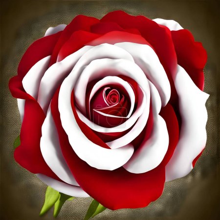 Rosa roja y blanca en gran tamaño impresionante se ve en primer plano