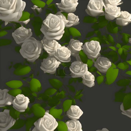 Photo for White Roses With Green Leaves Background - Royalty Free Image