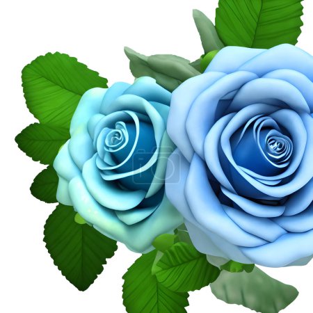 Photo for Blue colored rose with realistic looks having green leaves - Royalty Free Image