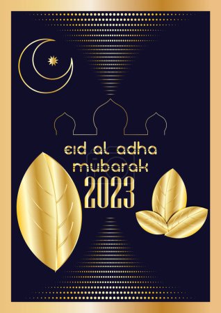 Photo for Eid Al Adha Islamic Premium Design with Place For Text. Just Download and Write your Text. Premium vector File With Golden Leaf, Golden Design, Pattern, Muslim Design, Crescent Moon Design. Islamic Calendar and Card designs. - Royalty Free Image