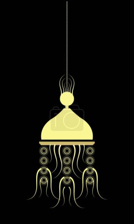 Illustration for Floral lantern design premium vector art ornamental decorative invitation card bulb hanging rope - Royalty Free Image
