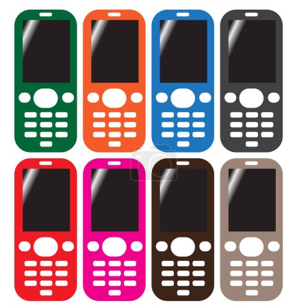 Photo for Colourful phone mobile cell cellular icon transparent background EPS Vector art Pack - Royalty Free Image