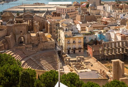 Photo for View of the Roman Theater from the Cartagena Castle, in Cartagena, Spain. - Royalty Free Image