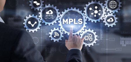 Téléchargez les photos : MPLS. Multiprotocole Label Switching sur écran virtuel. 2022. - en image libre de droit