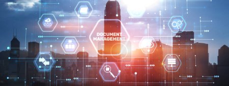 Foto de Online documentation database and document management system concept. - Imagen libre de derechos