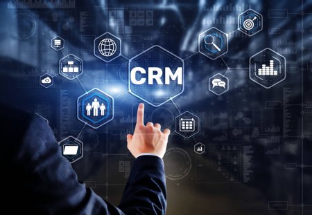 Foto de CRM Customer Relationship Management. Concepto de orientación cliente. - Imagen libre de derechos