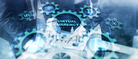 Foto de Moneda virtual Tecnología financiera Antecedentes Intercambio Concepto de inversión. - Imagen libre de derechos