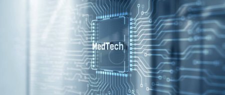 Téléchargez les photos : Technologie médicale intégration automatisation informatique soins de santé concept. Icône CPU. - en image libre de droit