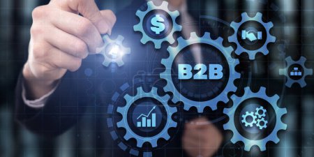 Photo for B2B. Business To Business Marketing Company Industry. Gears icon. - Royalty Free Image