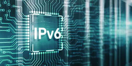 Photo for Inscription: IPv6. Business, Technology, Internet and network concept on Electronic Circuit Board Chip. - Royalty Free Image