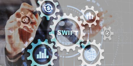 Téléchargez les photos : SWIFT. Société mondiale des télécommunications financières interbancaires. - en image libre de droit