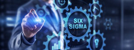 Téléchargez les photos : Six Sigma Manufacturing Contrôle qualité. Processus améliorant le concept. Internet des entreprises tehcnology. - en image libre de droit