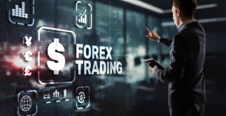 Téléchargez les photos : Inscription Forex Trading sur écran virtuel. Business Stock market concept. - en image libre de droit