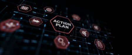 Téléchargez les photos : Action plan abstract background. Algorithm and strategy development business. - en image libre de droit
