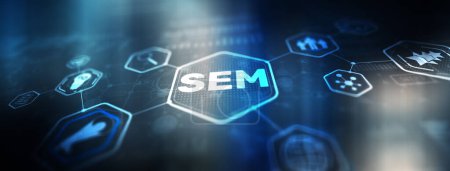 Téléchargez les photos : SEM Search Engine Optimization Marketing. Assistance dans la sélection des clients. - en image libre de droit