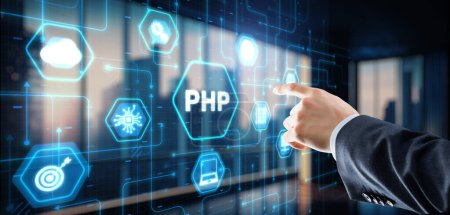 Hypertext Preprocessor PHP Programming. Interpreted programming language.