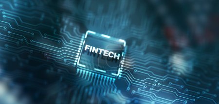 Fintech financial technology digital money internet banking concept.