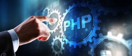PHP. Web development concept. A general purpose interpreted scripting language.
