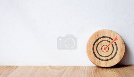 target icon on circle wooden block business strategy planning management concept business progress and financial investment data analysis Business Process and Workflow Development