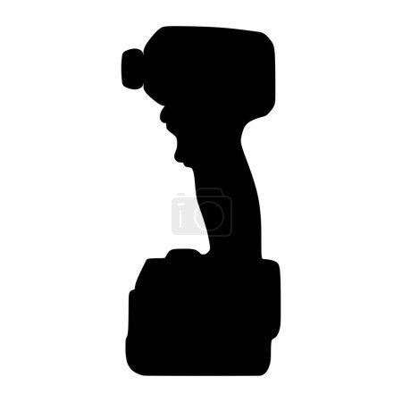 Photo for Silhouette of cordless impact drill screw driver vector illustration. Modern hand electric drill with battery or cordless multifunction drill and screwdriver, in trendy flat icon style. Editable eps file. - Royalty Free Image