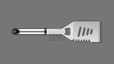 Photo for The best 4 in 1 BBQ Grill Spatula, realistic flat 3d icon. Vector illustration in trendy style. Editable graphic resources for many purposes. - Royalty Free Image