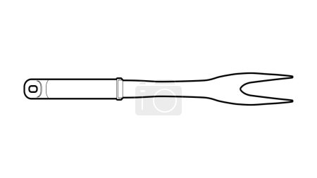 Illustration for The best Grill Fork, outline flat icon, isolated on white background. Vector illustration in trendy style. Editable graphic resources for many purposes. - Royalty Free Image
