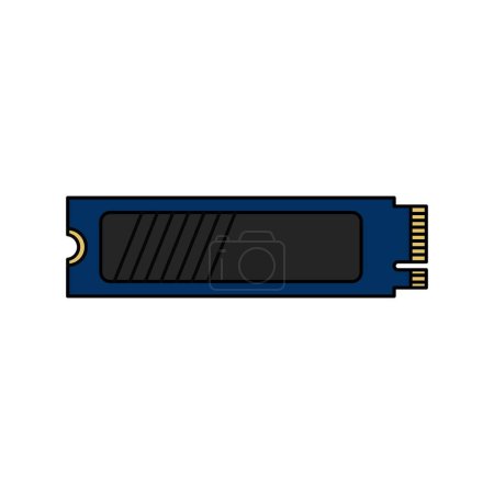 Illustration for NVMe M.2 PCI-Express (PCI-E) Solid State Drive (SSD) in lineal color icon. Vector illustration of computer peripheral in trendy style. Editable graphic resources for many purposes. - Royalty Free Image