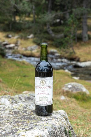Photo for Grau Roig, Andorra : 2022 Ocotober 27 :  Chateau Lascombes 1983 Margaux Wine Bottle. A Red wine from Madoc, Bordeaux, France. Made from Cabernet Sauvignon, Merlot, Petit Verdot. - Royalty Free Image