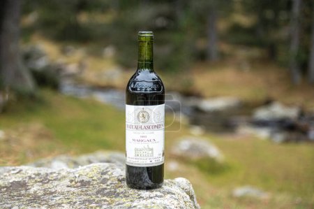 Photo for Grau Roig, Andorra : 2022 Ocotober 27 :  Chateau Lascombes 1983 Margaux Wine Bottle. A Red wine from Madoc, Bordeaux, France. Made from Cabernet Sauvignon, Merlot, Petit Verdot. - Royalty Free Image