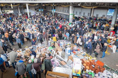 Photo for Barcelona, Spain : 2022 December 30 : People in Barcelona in Els Encants flea market in Barcelona in winter of 2022 in Catalonia. - Royalty Free Image