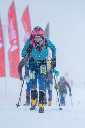 Photo for Arinsal, Andorra : January 21, 2023 : Giulia  Murada of ITA during the ISMF Ski Mountaineering World Cup Comapedrosa Individual Race Senior Women Andorra 2023 in januaty 2023. - Royalty Free Image