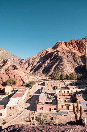 Cityscape of the tourist city of Purmamarca in Jujuy in Argentina in 2023.