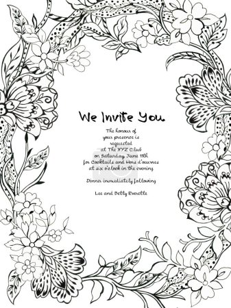 Photo for Henna tattoo paislet flower template invitation card Mehndi asia style outline illustration hand drawn on white background - Royalty Free Image