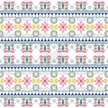 Polish ethnic seamless embroidery pattern with flowers and hearts inspired by folk art easter,valentine