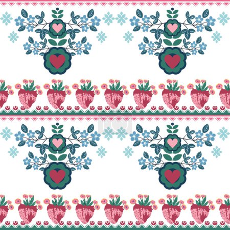 Valentine love heart blossom wedding birthday party fashion horozontal repeat seamless pattern background