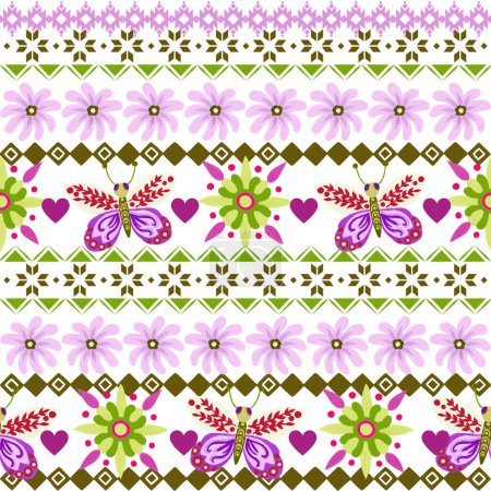 Valentine love heart botanical animal abstract horozontal repeat seamless pattern background for fashion