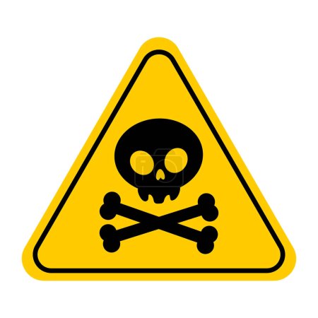 Danger, signe toxique icône du crâne isolé sur fond blanc. Symbole du crâne d'avertissement. Attention à la mort, poison toxique jaune triangle élément design. Illustration vectorielle