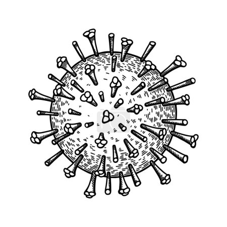 Illustration for Influenza virus isolated on white background. Hand drawn realistic detailed scientifical vector illustration in sketch style - Royalty Free Image