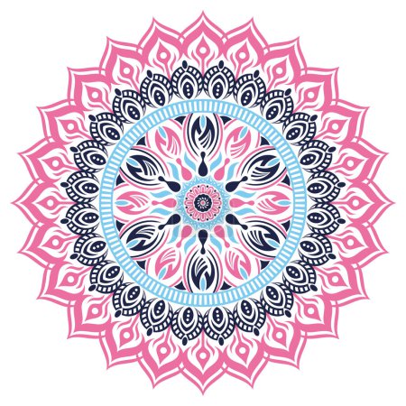 Téléchargez les illustrations : Illustration vectorielle colorée mandala fleur décorative orientale abstraite - en licence libre de droit