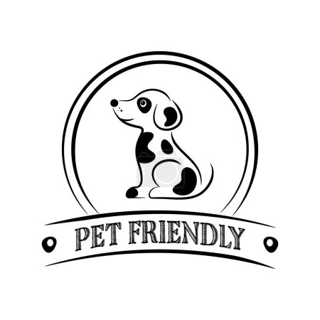 Pet friendly vector badge design dog cartoon character