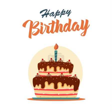Téléchargez les illustrations : Carte d'anniversaire avec gâteau sur fond blanc vecteur eps 10 - en licence libre de droit
